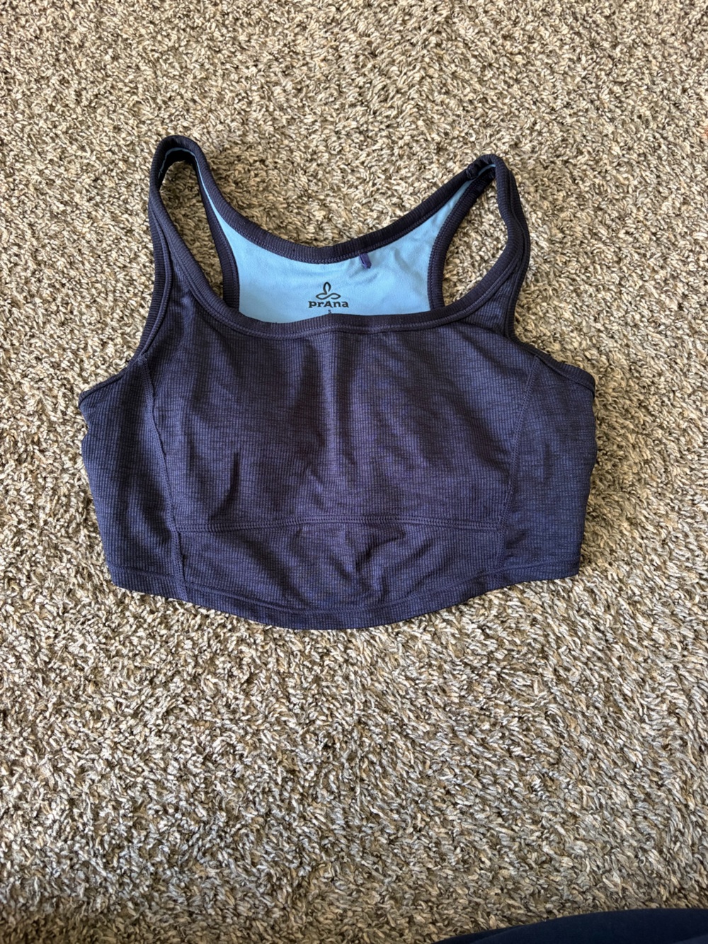 Prana Tank-style Sports Bra with Light Blue Lining